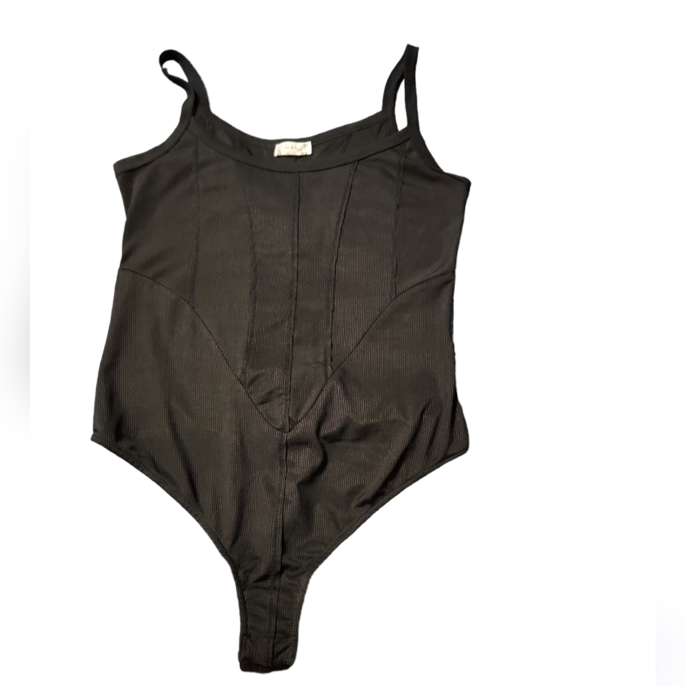Intimately Free People black ribbed thong bodysuit size small